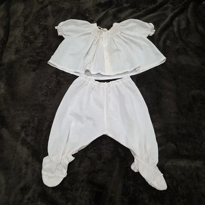 Винтажный Feltman Brothers со сборками вышитый Baby бледно-розовый низ платье комплект ткани - Изображение 1 из 4