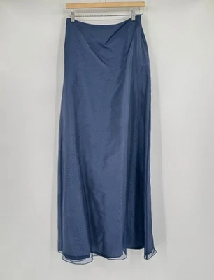Maxi Falda Jessica McClintock Vintage Millennium 2000 Azul Tafetán Línea A Talla 6 Foto 1 de 3