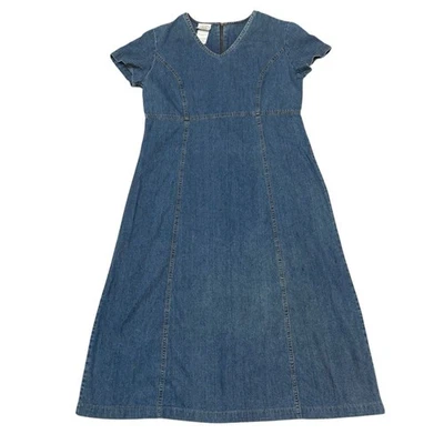 Vestido Laura Ashley Vintage De Colección Denim Manga Corta Midi/Maxi Talla 12 Foto 1 de 4