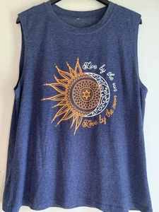 NEW Live By The Sun - Love By The Moon Sz L Sleeveless Top Moon Sun - Picture 1 of 7