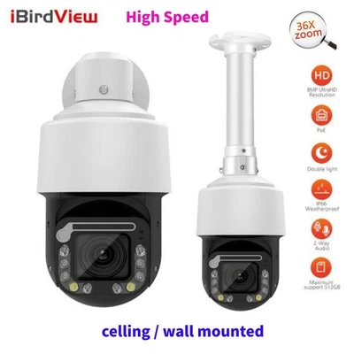 iBirdView 8MP 4K High Speed PTZ 36X Zoom Camera Hikvision protocol 2 Way Audio - Image 1 of 4