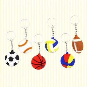 30PCS Sports Keychains Football Baseball BasketBall Volleyball Beach Ball Rugby - Picture 1 of 12