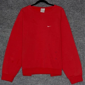 Vintage Nike Red Crewneck Sweatshirt Small Swoosh Logo Men's Size XL - Picture 1 of 9