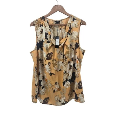 TALBOTS Womens XL Sleeveless Floral Print V-Neck Blouse Top Peach Orange - Image 1 of 4