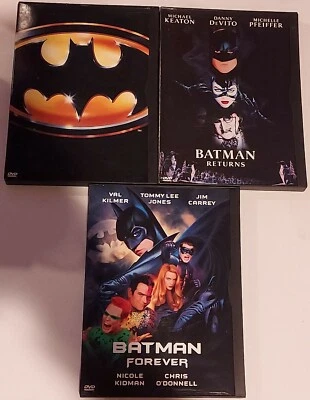 BATMAN/Returns/Forever DVD Tim Burton Michael Keaton DC Comic Books Action RARE - Image 1 of 4