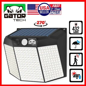 Solar Wall Lamp 432 LED PIR Motion Sensor Outdoor Security Garden Patio Fence - Picture 1 of 12