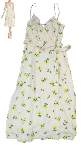 OFF WHITE Abito senza maniche con stampa Aqua Lemon stile avvolgente lunghezza midi nuovo con etichette bianco sporco giallo