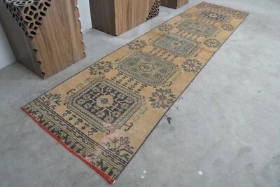 Alfombra de corredor Oushak alfombra de corredor turco anudada a mano alfombra de colección 3 x 10 pies 744 Foto 1 de 4