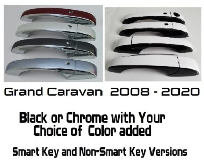 Black OR Chrome Door Handle Overlays 2008-2020 Fits Dodge Grand Caravan PICK CLR - Image 1 of 4