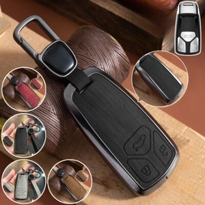 Zinc Alloy Leather Car Key Case Cover For Audi A4 A5 S4 S5 B9 Q7 RS Q5 TT TTS M4 - Picture 1 of 20
