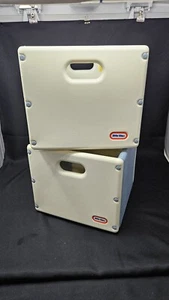 Vintage Little Tikes Blue Square Storage Bin Cube Cubby FOR BOOKSHELF Stacks 3 - Picture 1 of 10