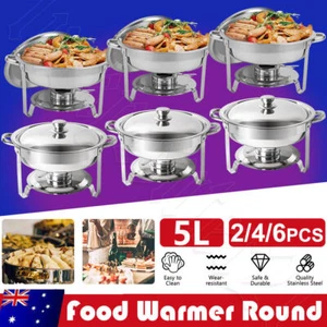 5L×2/4/6PCS Chafing Dish Set Bain Marie Buffet Servers Food Warmer Heat Steel AU - Picture 1 of 15
