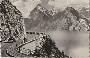 RPPC Axenstrasse Mit Urirotstock Switzerland Old Car Lake Mountains Real Photo - Picture 1 of 2
