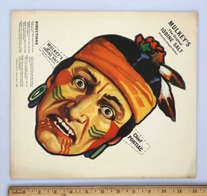 Rare Vintage Advertising Premium Mulkey's Iodine Salt Chief Pontiac Indian Mask - Picture 1 of 2