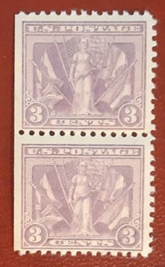 US 1919 3c MNH OG Vertical Pair Victory World War I Mi 254a Scott 537 2107 - Picture 1 of 3