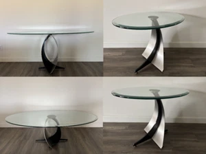 Vintage Elite Modern Set Console/Coffee/Side Tables Glass & Brushed Stainless S. - Picture 1 of 24
