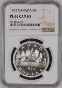 :1963 1$ DOLLAR ELIZABETH II CANADA NGC PL66CAMEO RARITY R4 LOW POP HIGH GRADES - Picture 1 of 2