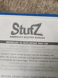 STUFZ Americas Stuffed Burger,Make Stuffed Burgers Like A Pro! "INSTRUCTIONS"!!! - Picture 1 of 3