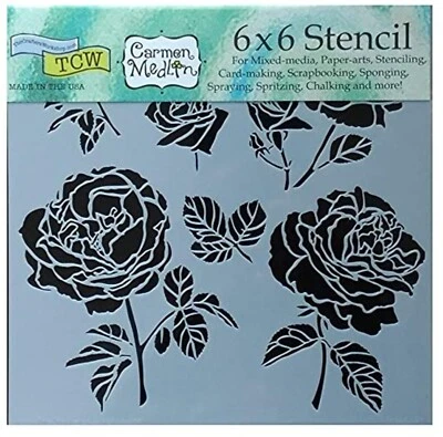 THE CRAFTER'S WORKSHOP Rose Flowers Stencil Garden Roses Floral Leaf Art Template 6x6 Crafters Workshop