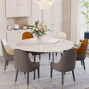 Stunning Round Extendable Dining Table Family Dinner Marble Table Villa Lounge - Picture 1 of 19