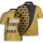 Swing Swear Drink Repeat Golfing Aop Bowling Jersey Argyle Shirt Gift For Golfer