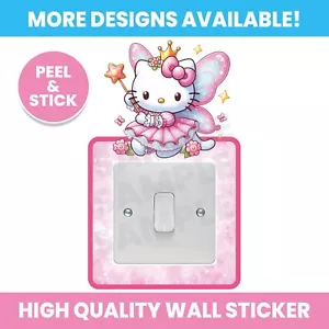 HELLO KITTY LIGHT SWITCH SURROUND WALL STICKER DECAL KIDS BEDROOM - Picture 1 of 1