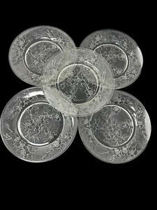 Vintage Set Of 5 Indiana Glass Rosanna Apple Blossom Luncheon Plates 1920’s - Picture 1 of 7