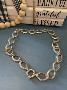 STERLING SILVER Italy Oval Link Collar Necklace 56.6 Grams 17.5” STUNNING! - Picture 1 of 6
