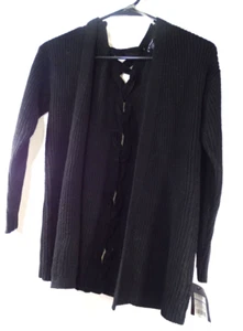 NWT- Art Class girls Cardigan  knit Sweater braided back size L (10-12)~BLACK - Picture 1 of 4