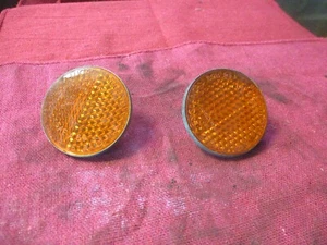 LUCAS AMBER REFLECTORS TRIUMPH BSA T120 T140 BONNEVILLE 650 750 YELLOW 014925 - Picture 1 of 10