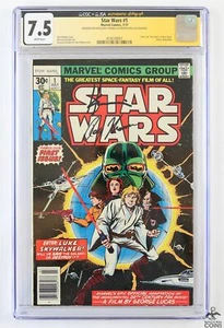 1977 Marvel Comics Star Wars #1 CGC 7.5 White Pages Signed H. Chaykin/R. Thomas - Picture 1 of 7