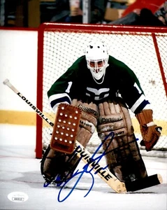 Mike Liut Signed Hartford Whalers 8x10 Photo #2 JSA COA - Picture 1 of 1
