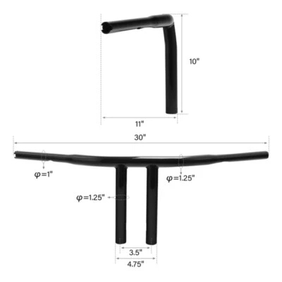 Manillar de barra en T de 6/8/10" de elevación de 1,25" apto para Harley Chopper acelerador por cable Foto 1 de 4
