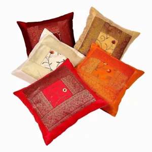 Indian 5 pc Ethic Embroidered Decorative Sofa Throw Pillow Cushion Cover Boho - Picture 1 of 6