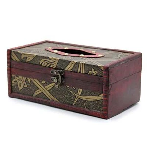 Hand-made Large wooden Tissue Box Trunk vintage Style - Picture 1 of 3