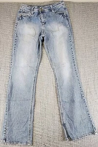 d. Jeans Womens Size 8 Bootcut Blue Denim Jeans Stretch Light Wash Embellished - Picture 1 of 8