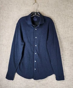 Tailorbyrd Collection Cotton Stretch Knit Shirt Mens L Navy Button Long Sleeve - Picture 1 of 11
