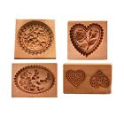 Heart Shortbread Mold Carved Cookie Cutter Molds Wooden Gingerbread Cookie Mold