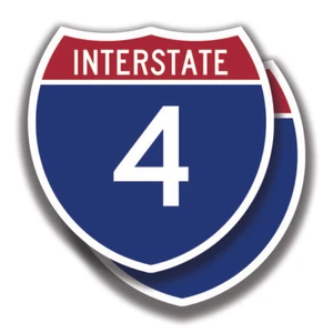 INTERSTATE 4 FLORIDA ABZIEHBILD 2 Aufkleber Autobahnschild Straße Route Bogo Autofenster - Bild 1 von 1
