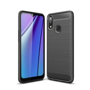 Schutz Handy Hülle für Samsung Galaxy A10s Case Cover Bumper Carbon Etui Schwarz - Bild 1 von 6