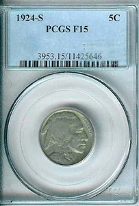 1924-S Buffalo Nickel : PCGS F15 - Picture 1 of 2