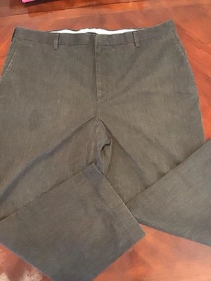 Kirkland Signature Dress Pants Mens 42x28 Hemmed Gray Wool Pleated Tag 42x32 - Image 1 of 4