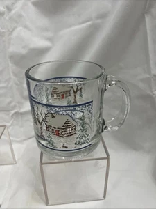 Vintage Clear Glass Coffee Mug Cabin in the Woods. Possibly Libby? - Picture 1 of 6