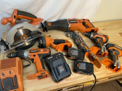 Rigid 18v Cordless Set 1/2 Hammer Drill 1/4 Impact Driver Circular Saw & MORE!! - Image 1 of 4
