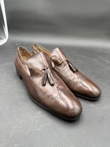 Salvatore Ferragamo Wingtip Tassel Loafers Mens 11 C Brown Leather Dress Shoes - Picture 1 of 9