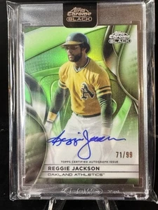2025 Topps Chrome Black Reggie Jackson Green Refractor On-Card Auto /99 Oakland - Picture 1 of 5