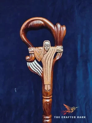 Christ Crucified Carved Cane Sacred Symbol of Faith and Elegance Divine Artistry - Image 1 of 3