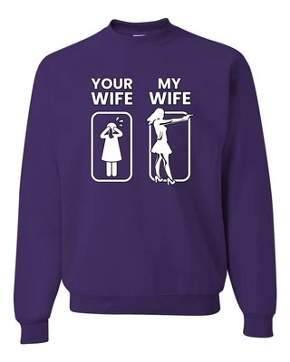 Your Wife VS My Wife Funny Super Hero Unisex Crewneck Sweatshirt - Image 1 of 2