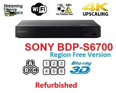 Sony BDP-S6700 Region free Blu Ray player Refurbished Smart wifi 4K upscaling 3D - Image 1 of 3