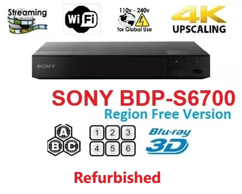 Sony BDP-S6700 Region free Blu Ray player Refurbished Smart wifi 4K upscaling 3D - Image 1 of 3